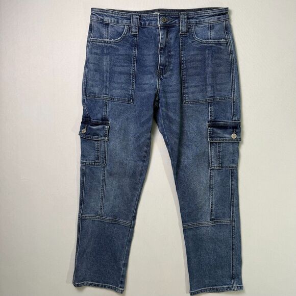 KanCan Women's Avery Straight Cargo Pocket Jeans, Sz 11 (29), Mid Rise, Stretch - Picture 2 of 16